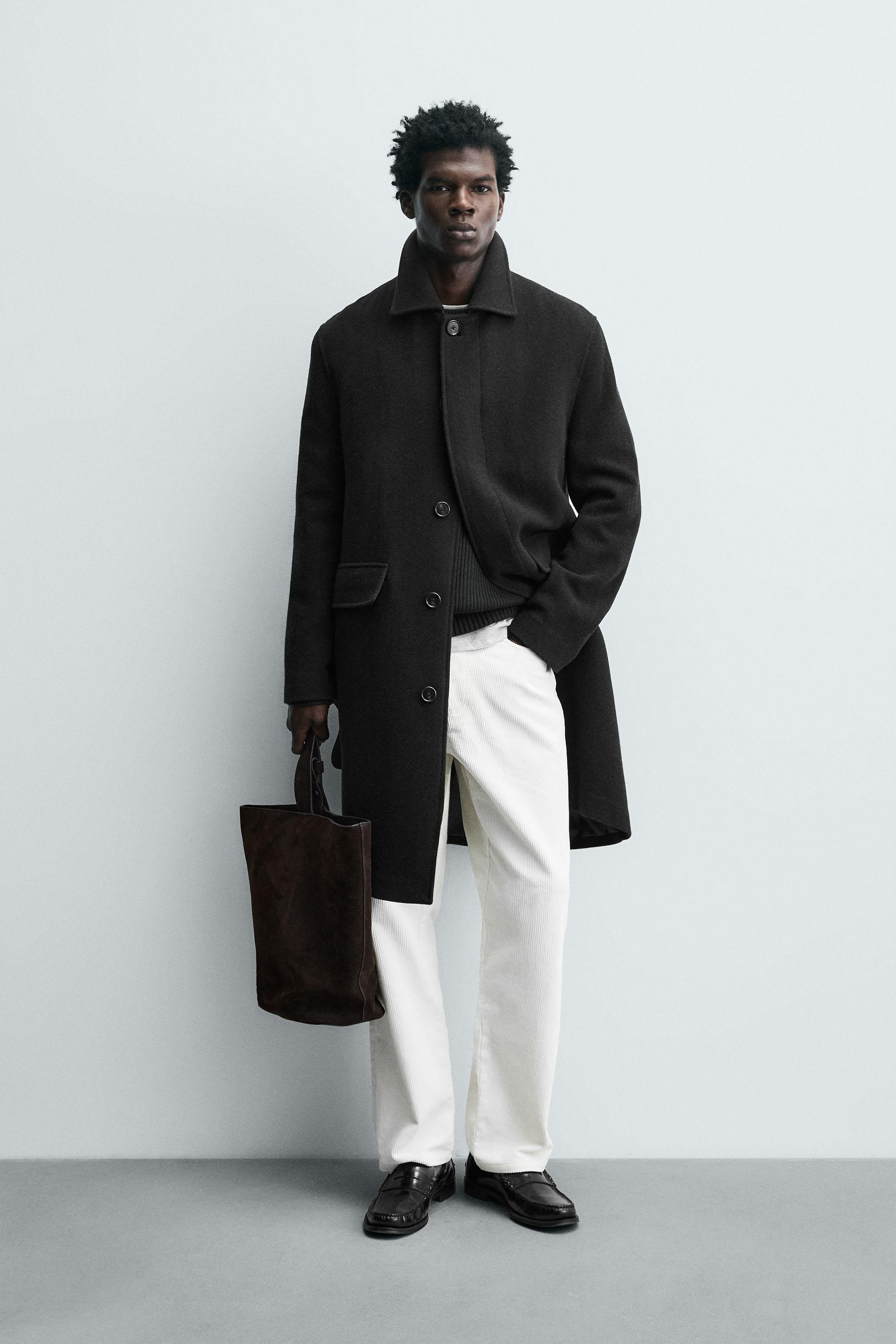 100% WOOL HERRINGBONE COAT